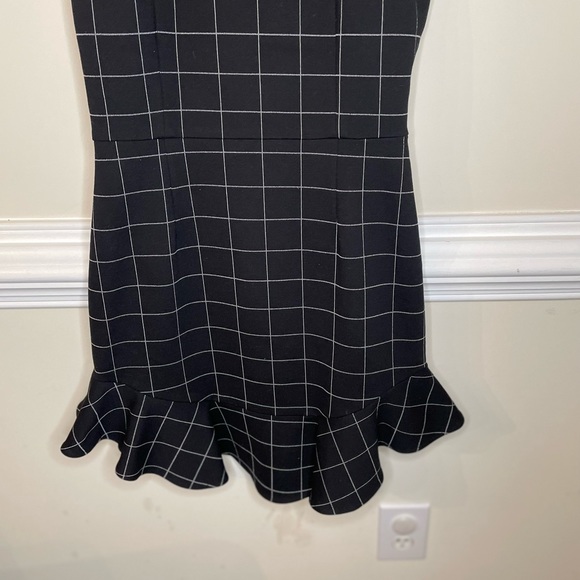 Adelyn Rae plaid black white ruffle bottom dress - Picture 4 of 6